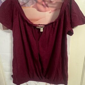 Express Deep Red Short Sleeve Top